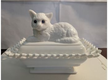Antique Cat Covered Dish