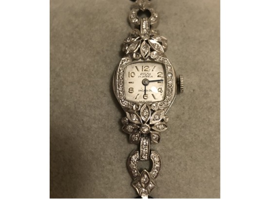 Vintage 14K Gold Diamond Enzo 17 Jewels Swiss Watch - WORKING!