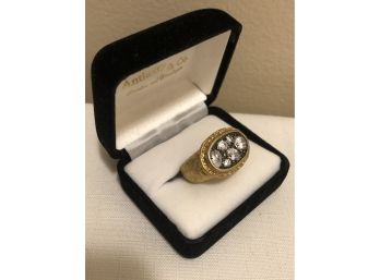 Sterling Silver Vermeil CZ Ring (12.8 Grams)
