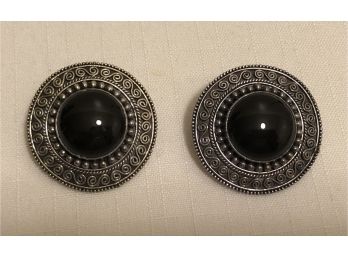 BA Sterling Silver Onyx Earrings (25.9 Grams)