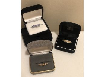 Sterling Silver CZ Band Rings (9.4 Grams)