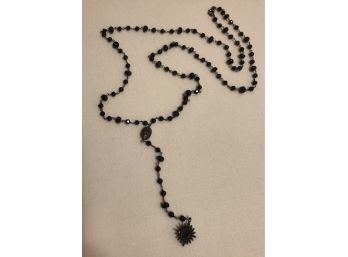 Sterling Silver Rosary Style Necklace (26.7 Grams)