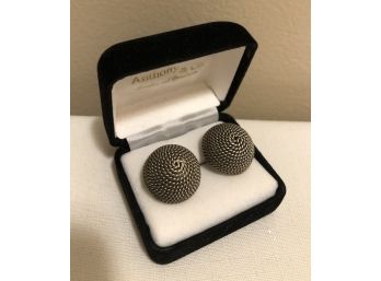 Mexican Sterling Silver Button Rope Earrings (22.4 Grams)