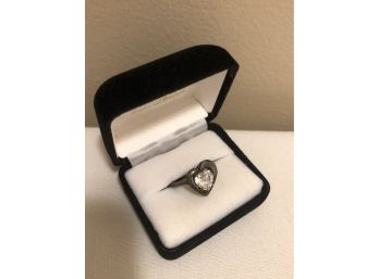 Sterling Silver CZ Heart Ring (4.7 Grams)