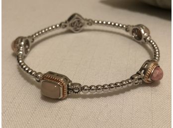 DP Designer Sterling Silver Pink Stone Bracelet (24.4 Grams)