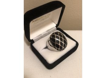 Sterling Silver Enamel Dome Ring (15.6 Grams)