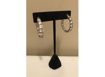 Sterling Silver CZ Hoop Earrings (14.5 Grams)
