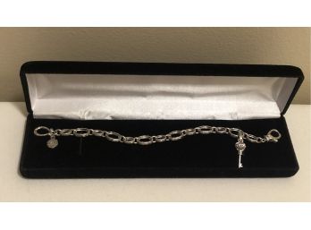 Tacori Designer Sterling Silver Charm Bracelet & Key Charm (14.6 Grams)