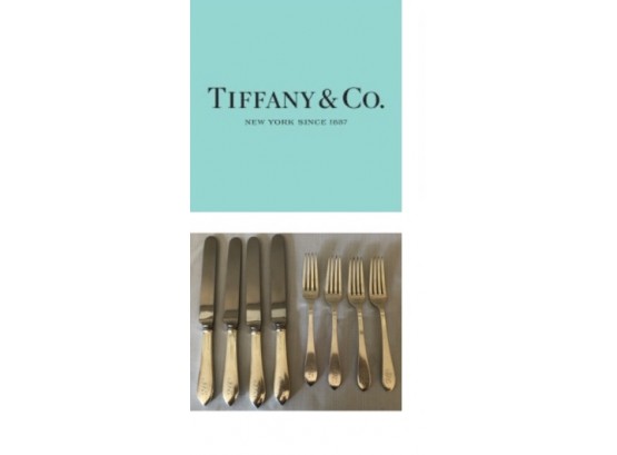 Vintage Authentic Tiffany & Co Sterling Silver Dinner Forks & Knives (506 Grams)