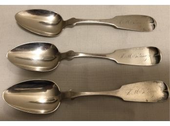 Antique 1850s Willard & Hawley Silver Spoons (58.3 Grams)