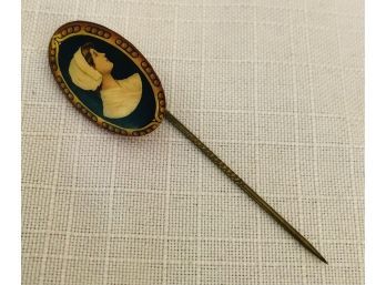 Antique Celluloid Pilgrim Stick Pin Priscilla Alden Credit Is Good At The New England