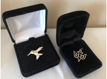 Vintage Avery Sterling Silver Bird Charm & AG Hummingbird Brooch (4.4 Grams)