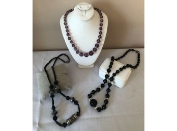 Vintage Onyx & Crystal Necklace Collection