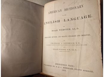 Antique Book - American Dictionary Of The English Language - 1873