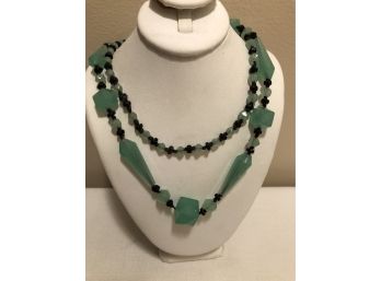 Vintage Sea Glass/Jadeite Necklace