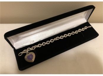 Sterling Silver Lavender Jade Charm Bracelet (34.7 Grams)