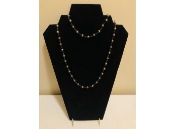 Sterling Silver Faceted Bead Necklace (48.3 Grams)