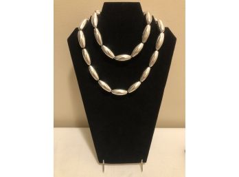 Sterling Silver Bicone Bead Necklace (91.9 Grams)