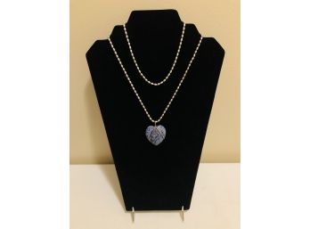 Sterling Silver Iolite Heart Necklace