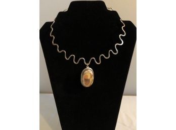 URSO Sterling Silver Choker Necklace & Artisan Pendant (36.0 Grams)