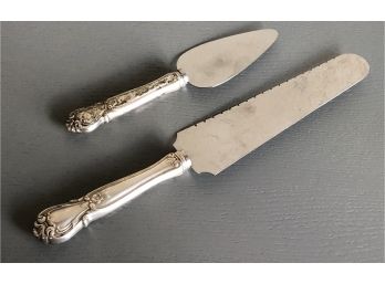 Vintage Web Sterling Silver Handle Cake Knife & Server