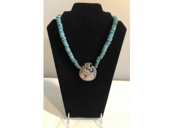 Sterling Silver Turquoise Artisan Necklace (88.0 Grams)