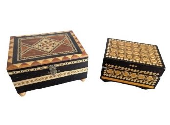 Wood Inlay & Woven Decorative Box & Music Box
