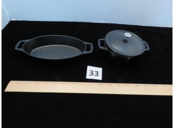 Artisanal Kitchen Supply Cast Iron Mini Dutch Oven & Oval Pan, #33