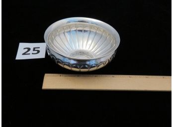 Sterling Silver Bowl, Small Area Of Damage Near Upper Edge, #25