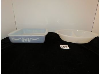 GlasBake Lot, Blue Pan And Divided Dish, #157