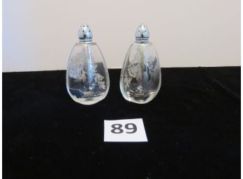 Silver City Glass Co. Sterling On Crystal Salt & Pepper Shakers, #89