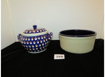 Polish Covered Pot, American Stoneware Factory Casserole Dish, #168
