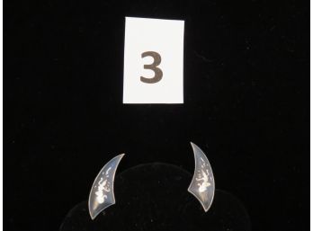 Vintage Siam Sterling Silver Curved Triangle Earrings #3