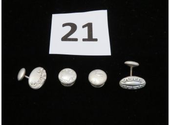 4 Vintage Cufflinks/buttons, 2 On Left Are Marked Sterling, #21