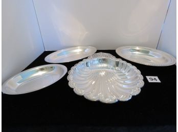 4 Silver Plated Serving Trays, #94