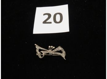Sterling Silver & Marcasite Bow Brooch, #20