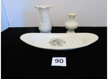 Lenox Vase & Plate, Belleek Vase, #90