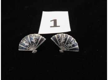 Vintage Siam Sterling Silver Fan Earrings #1