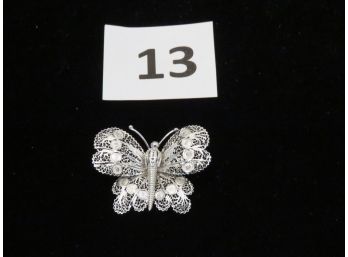 Vintage Van Lou Sterling Silver Butterfly Brooch Or Pendant, #13