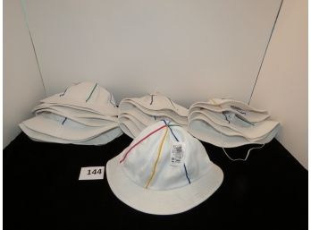 Lot Of 16 White With Colored Piping Childrens Hats, NEW WITH TAGS, #144