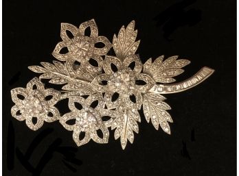 Sterling Silver FAS Signed CZ Bouquet Brooch (19.3 Grams)