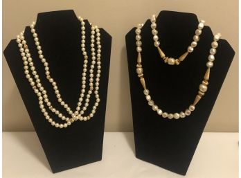 Designer Dell Olio Signed Faux Pearl Necklaces