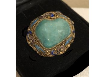 Vintage Silver Turquoise Brooch (13.0 Grams)