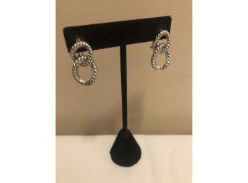 Judith Ripka Signed Sterling Silver Link Earrings (12.2 Grams)