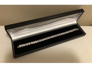 Sterling Silver FAS Signed CZ Bracelet (22.9 Grams)