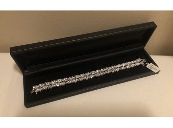 NEW! Sterling Silver CW Collection Signed CZ Bracelet (32.6 Grams)