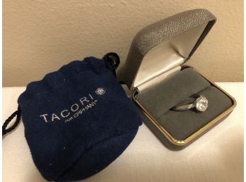 Sterling Silver Tacori Signed CZ Ring & Pouch  (5.8 Grams)