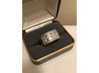 Sterling Silver Tycoon Signed CZ Ring (12.8 Grams)