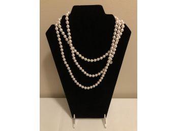 Sterling Silver 1890 Majorica Signed Faux Pearl Necklace
