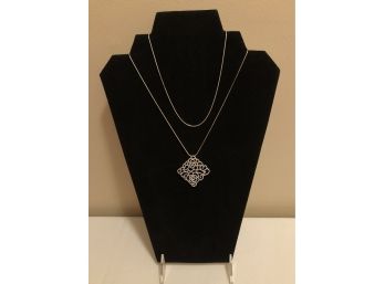 Italian Sterling Silver CZ Necklace (14.6 Grams)